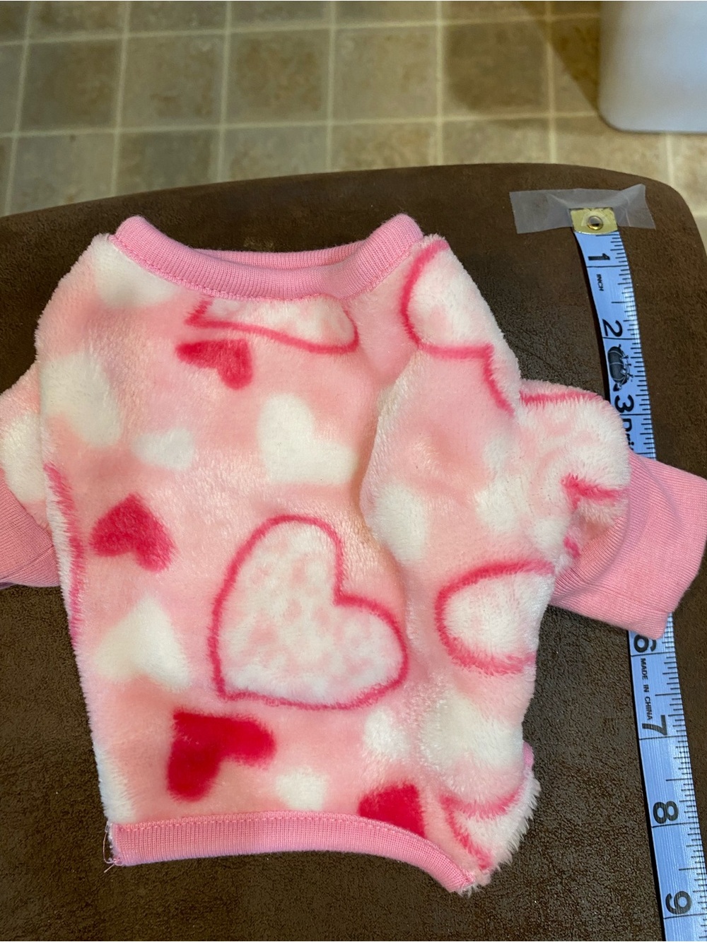 Pink Heart Plush Dog Pullover Sweater